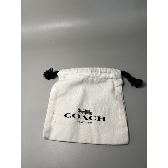 Coach New York Drawstring Dust Bag Pouch Small White Black Jewelry Accessory - Picture 1 of 4